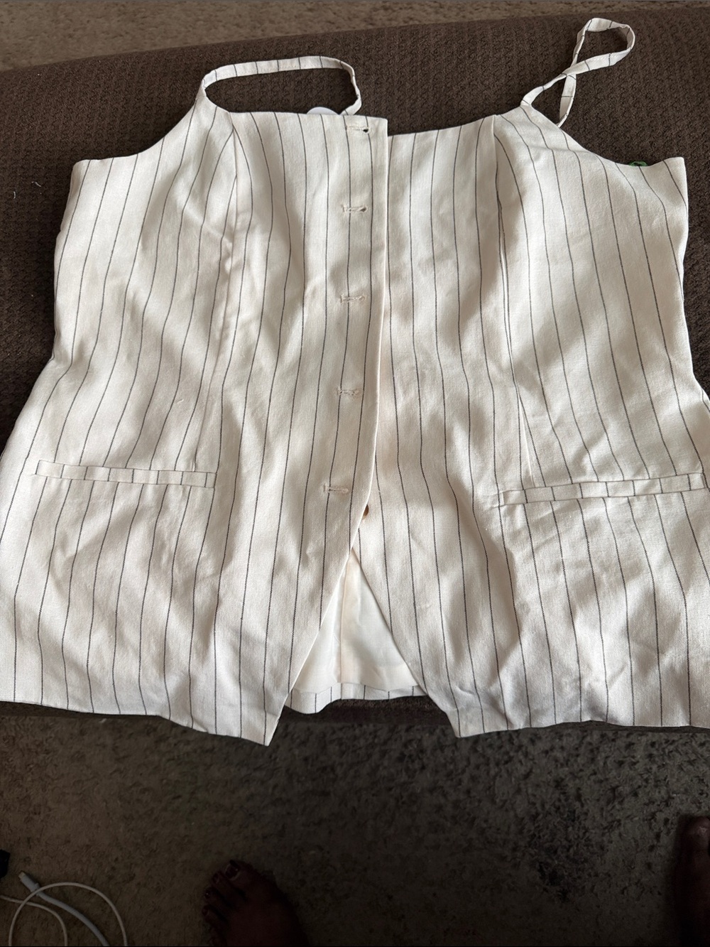 White Pinstripe Women's Sleeveless Skort Top
